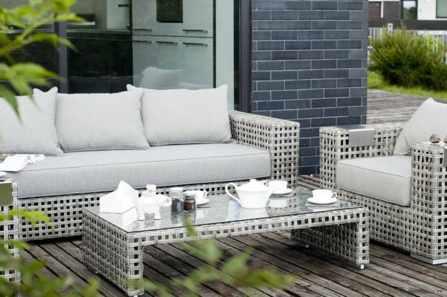 "Тито" лаунж-зона из искусственного ротанга, цвет серый