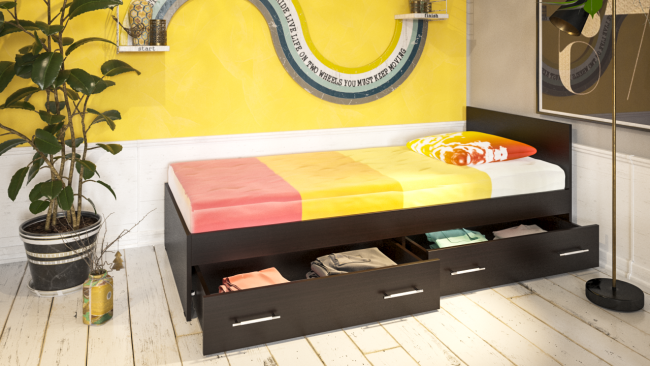 Кровать с ящиками Стандарт 0900 цвет венге