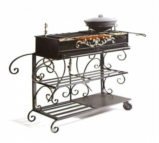 Мобильный Кованый мангал "Сундук" Мобильный Кованый мангал "Сундук"