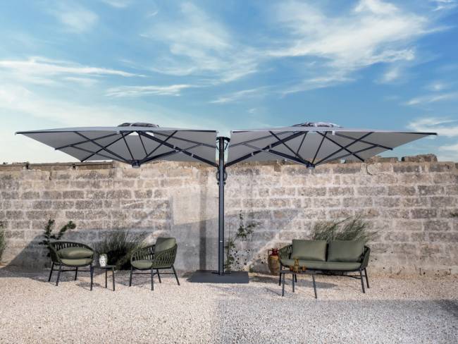 Зонт профессиональный двухкупольный 2.9х6 м Galaxia Dual V Carbon антрацит, серебристо-серый 2900х6000 мм Зонт профессиональный двухкупольный 2.9х6 м Galaxia Dual V Carbon антрацит, серебристо-серый 2900х6000 мм