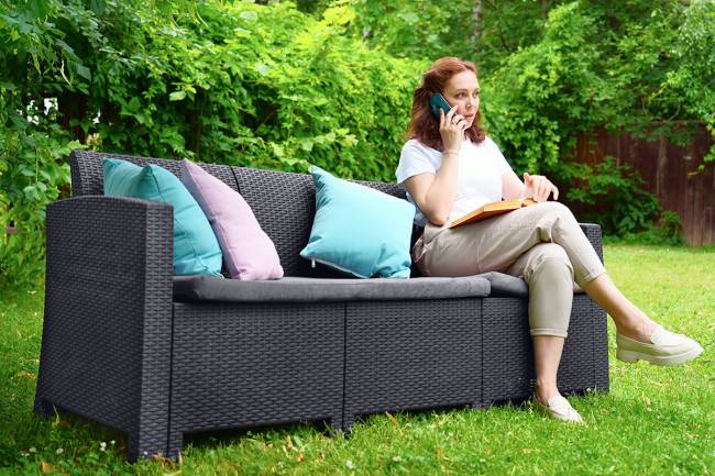 АРИЗОНА / ARIZONA b:rattan, Диван трехместный, антрацит (3-х местная подушка)