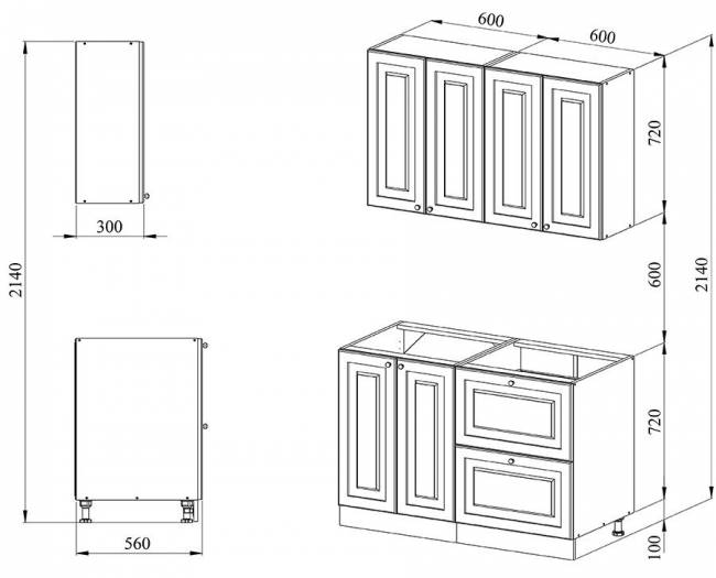 Кухня 1.2 х 2.14 м, массив сосны, бесцветный лак Кухня 1.2 х 2.14 м, массив сосны, бесцветный лак