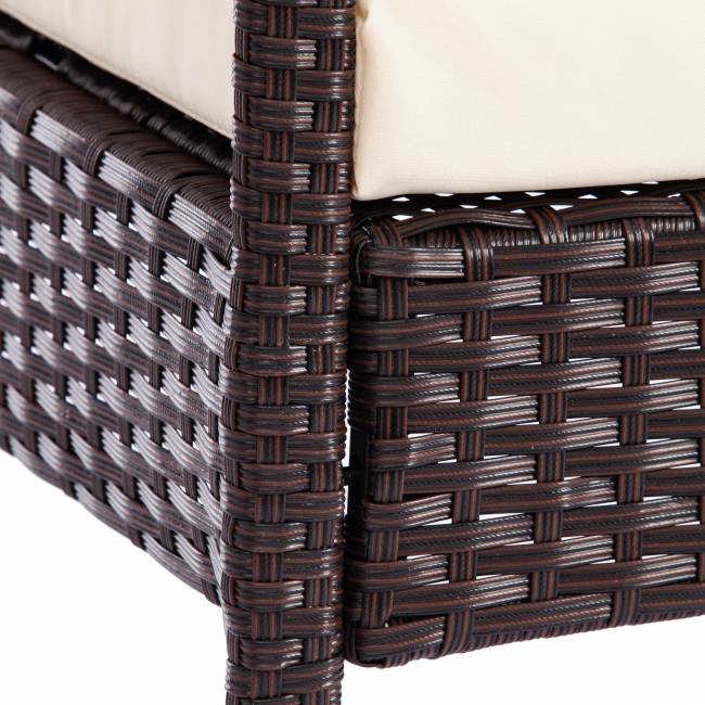 Лаундж сет (диван+2кресла+столик+подушки) (mod. 210000) пластиковый ротанг, 107x60x73см/58х60х72,5см/75х40.5х37,5, коричневый, ткань: DB-02 бежевый