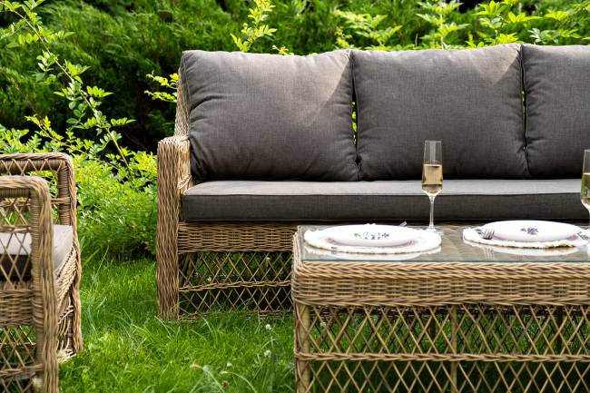 "Гранд Латте" лаунж-зона из искусственного ротанга, цвет соломенный