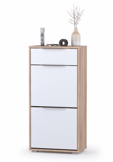 Тумба для обуви высокая Куба (Комод 13.114) цвет дуб сонома/белый премиум