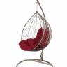 Подвесные качели - качели в виде капли "Tropica Gray" бордовая подушка