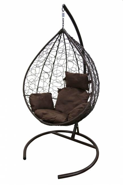 Кресло подвесное Сфера (стойка+осн.КОРИЧ.,корзн.корич.,подуш.корич. )