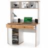 Письменный стол с надстройкой Вуди цвет белый премиум/дуб крафт золотой