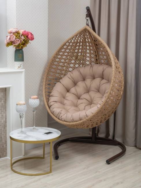 Подвесное кресло из искусственного ротанга "FRESCO-XL", светло-коричневый