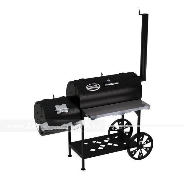 Гриль-Смокер XL, из стали толщиной 4 мм, топка слева, в термостойкой покраске