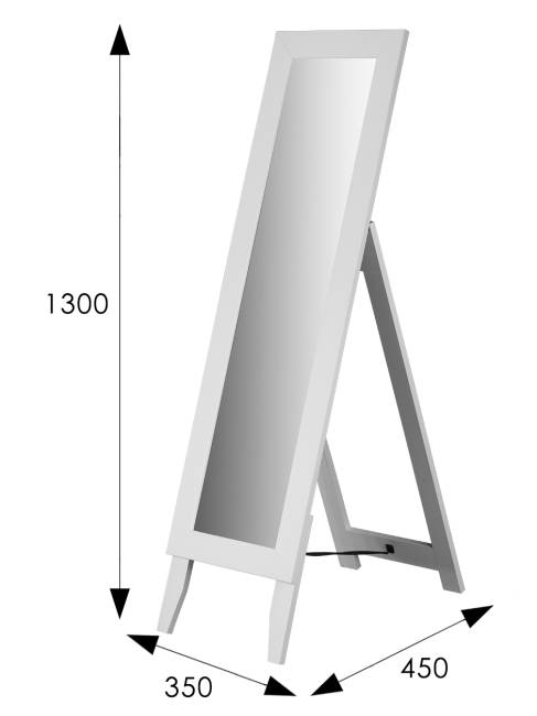 Зеркало напольное BeautyStyle 1 белый 130 см х 35 см