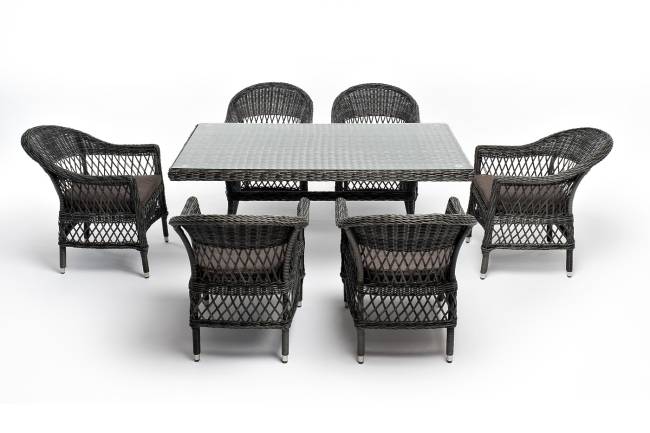 "Амароне" обеденная группа из искусственного ротанга на 6 персон, цвет графит "Амароне" обеденная группа из искусственного ротанга на 6 персон, цвет графит