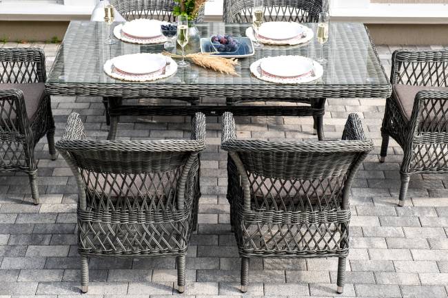 "Амароне" обеденная группа из искусственного ротанга на 6 персон, цвет графит "Амароне" обеденная группа из искусственного ротанга на 6 персон, цвет графит