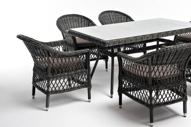 "Амароне" обеденная группа из искусственного ротанга на 6 персон, цвет графит "Амароне" обеденная группа из искусственного ротанга на 6 персон, цвет графит