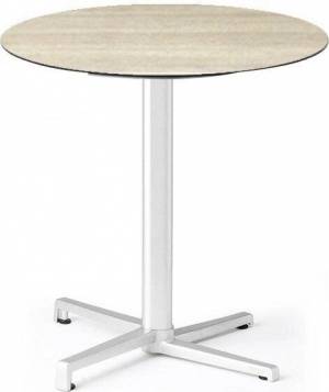 Стол ламинированный обеденный складной Domino белый, состаренный дуб тортора Ø700х740 мм