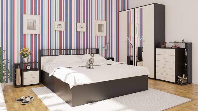 Шкаф 4-х створчатый Камелия цвет венге/дуб лоредо