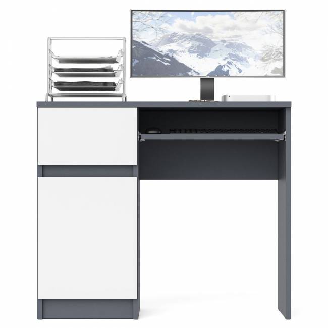 Стол компьютерный Мори МС-1 левый цвет графит/белый