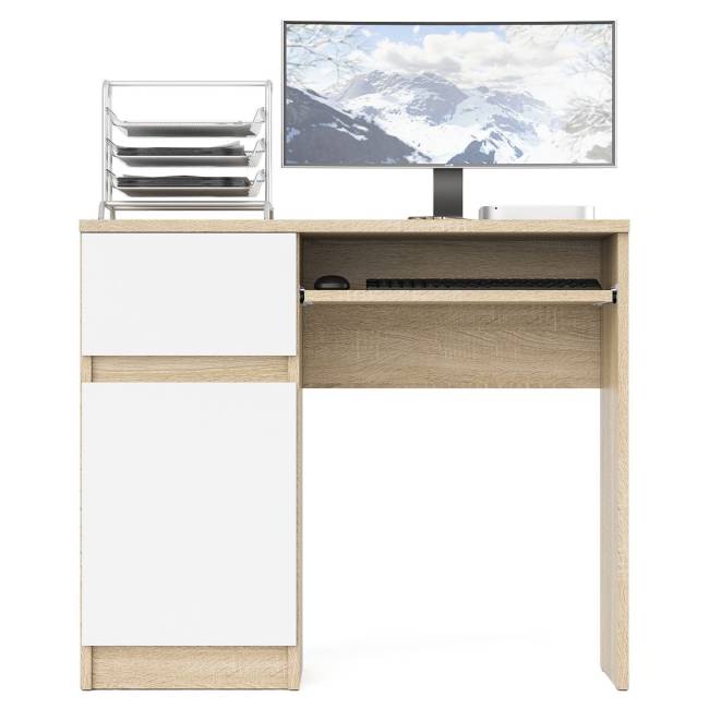 Стол компьютерный Мори МС-1 левый цвет дуб сонома/белый