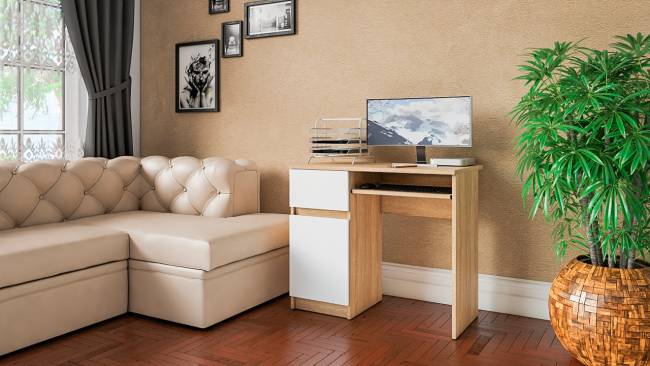 Стол компьютерный Мори МС-1 левый цвет дуб сонома/белый