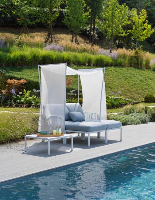 Лаунж-диван двухместный Komodo белый, синий 1490х1480х900 мм Лаунж-диван двухместный Komodo белый, синий 1490х1480х900 мм