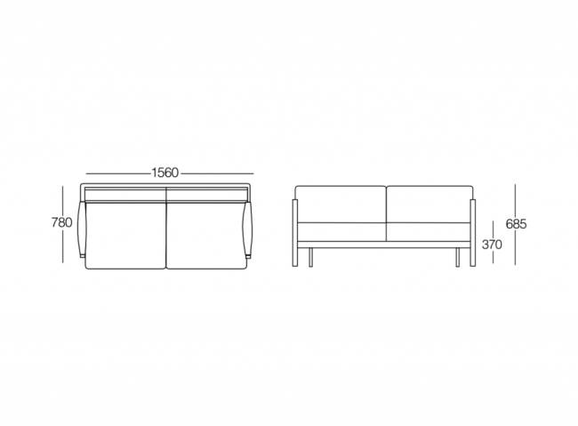 Диван двухместный Loca Sofa LS 02 1560х780х685 мм