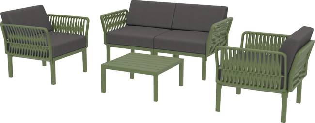 Комплект пластиковой мебели Portofino Lounge оливковый, темно-серый