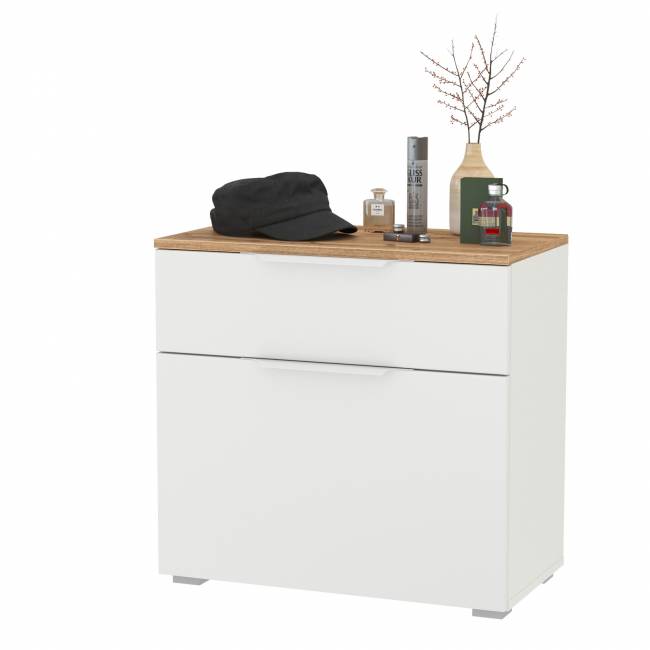 Тумба для обуви Октава 16.127 цвет белый шагрень/дуб крафт золотой