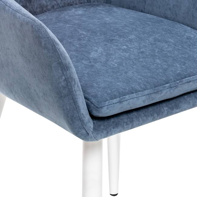 Стул с подлокотниками Leset Слим, каркас Белый, велюр Синий Синий Белый Стул с подлокотниками Leset Слим, каркас Белый, велюр Синий Синий Белый