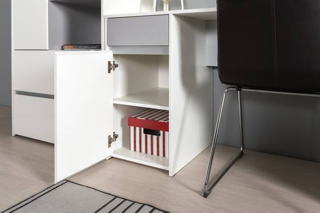 Для двоих детей молодёжная стенка Торонто цвет белый шагрень/стальной серый