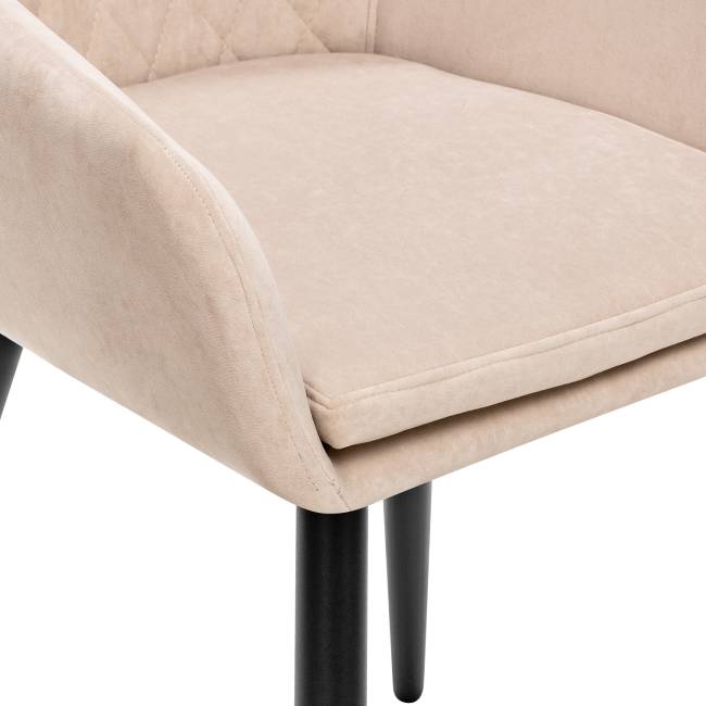 Стул с подлокотниками Leset Слим, каркас Черный, велюр Бежевый Бежевый Черный