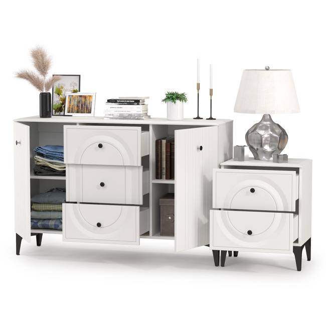 Комод Валенсия 13.309 с тумбой прикроватной цвет белый шагрень