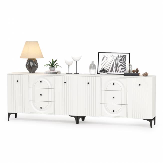 Два Комода Валенсия можно использовать как ТВ-тумбу цвет белый шагрень