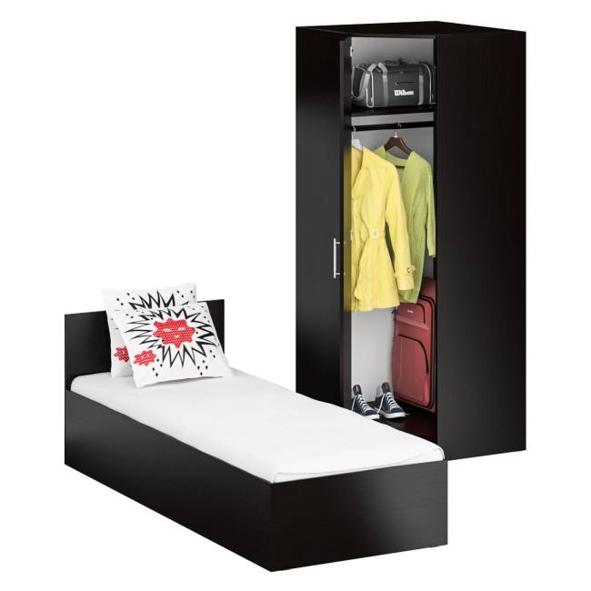 Кровать односпальная 800 с угловым шкафом Стандарт цвет венге