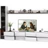 Две ТВ-тумбы с двумя навесными полочками и шкафом с полками Сидней цвет белый/чёрный/МДФ белый глянец