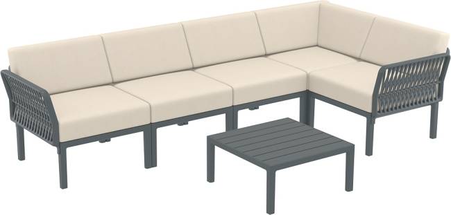 Комплект пластиковой мебели Portofino Lounge Corner темно-серый, бежевый
