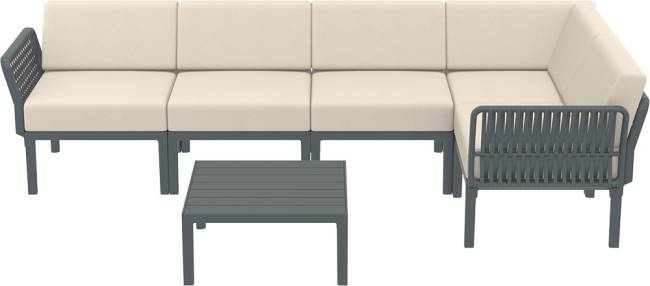 Комплект пластиковой мебели Portofino Lounge Corner темно-серый, бежевый