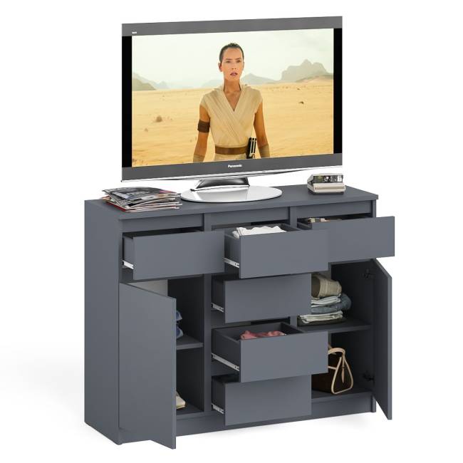 Комод с ящиками и дверками Мори МК1200.4 цвет графит