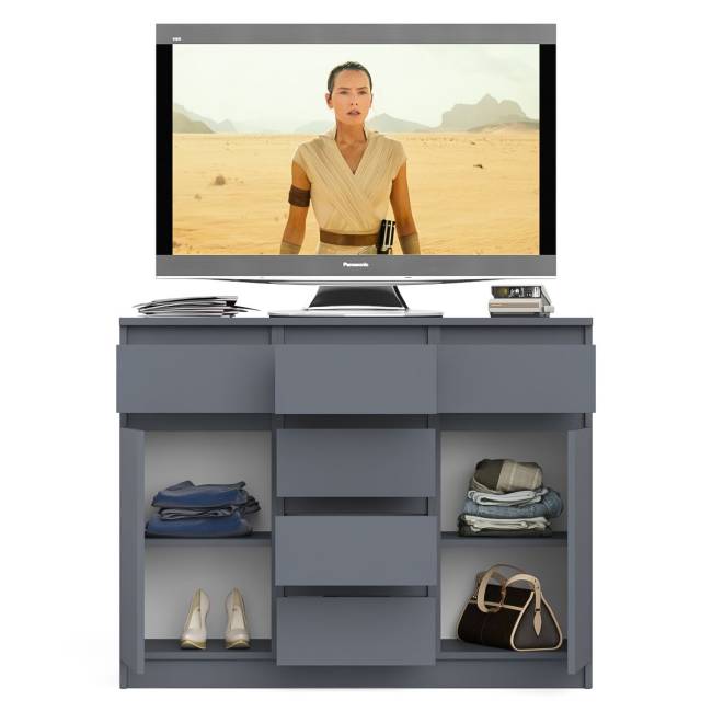 Комод с ящиками и дверками Мори МК1200.4 цвет графит