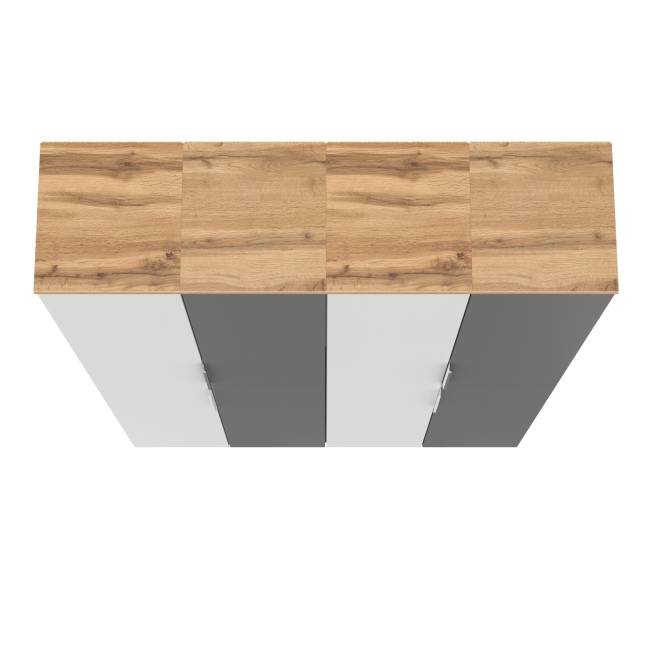 Мебельная стенка для прихожей Октава № 47 цвет белый шагрень/серый графит/дуб крафт золотой Мебельная стенка для прихожей Октава № 47 цвет белый шагрень/серый графит/дуб крафт золотой