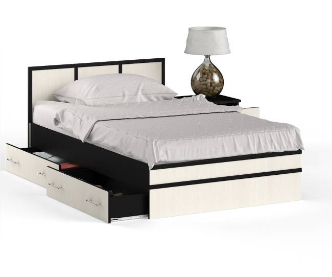 Кровать с ящиками 1200 с тумбой Сакура цвет венге/дуб лоредо Кровать с ящиками 1200 с тумбой Сакура цвет венге/дуб лоредо