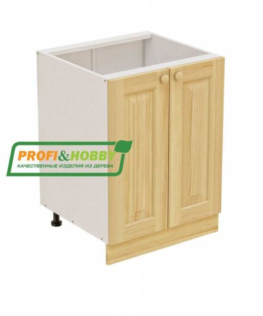 Тумба 2 двери 600х530х720 + фасад сосна бесцветный лак