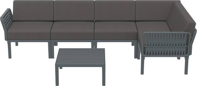 Комплект пластиковой мебели Portofino Lounge Corner темно-серый, темно-серый