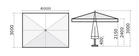 Зонт профессиональный 3х4 м Napoli Standard антрацит, слоновая кость 3000х4000 мм