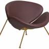 Кресло дизайнерское DOBRIN EMILY, коричневый винил YP5, золотое основание