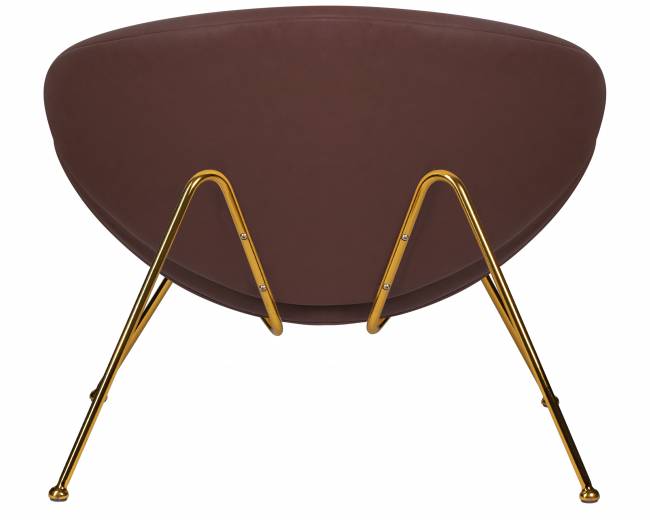 Кресло дизайнерское DOBRIN EMILY, коричневый винил YP5, золотое основание