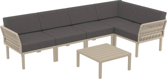 Комплект пластиковой мебели Portofino Lounge Corner бежевый, темно-серый