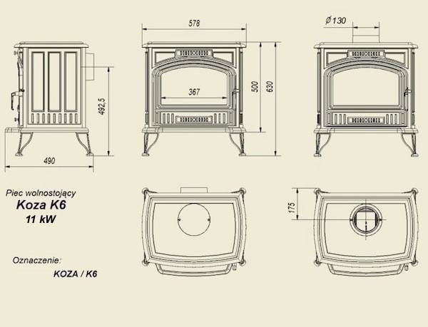 Чугунная печь Kratki Koza/K6 (термостат)