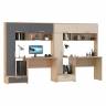 Два стола компьютерных с надстройкой Лайт 03.243Н цвет гикори рокфорд натуральный/тёмно-серый/плэйн/сатин Два стола компьютерных с надстройкой Лайт 03.243Н цвет гикори рокфорд натуральный/тёмно-серый/плэйн/сатин