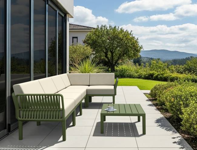 Комплект пластиковой мебели Portofino Lounge Corner оливковый, бежевый