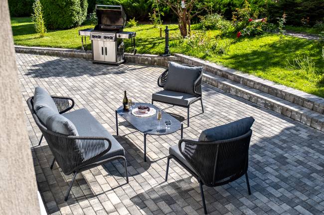 "Милан" лаунж-зона 4-местная плетеная из роупа (веревки), каркас алюминиевый темно-серый, роуп темно-серый "Милан" лаунж-зона 4-местная плетеная из роупа (веревки), каркас алюминиевый темно-серый, роуп темно-серый